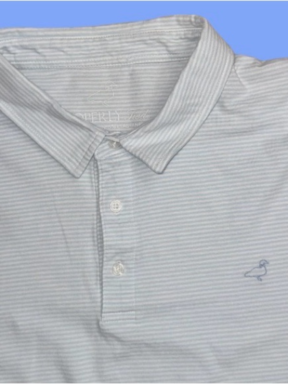 PROPERLY TIED LIGHT BLUE cotton STRIPE POLO MEN’s shirt size SMALL